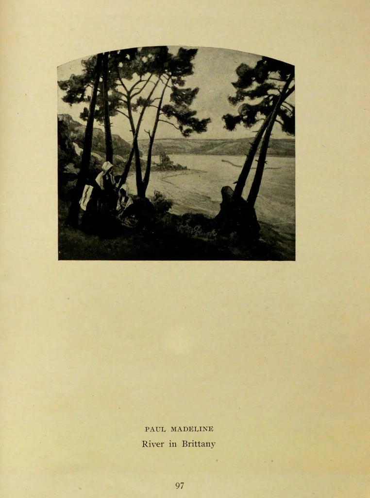 An illustration from Catalogue of an exhibition of paintings and sculpture from the Luxembourg Museum, Paris, of objects of decorative art from Mobilier National, the Gobelins and the Sèvres manufactories, of paintings, sculpture, and prints by contributing French and Belgian artists : forming the art collection exhibited by the French government at the Panama-Pacific Exposition, 1915, 1918, leaf 102