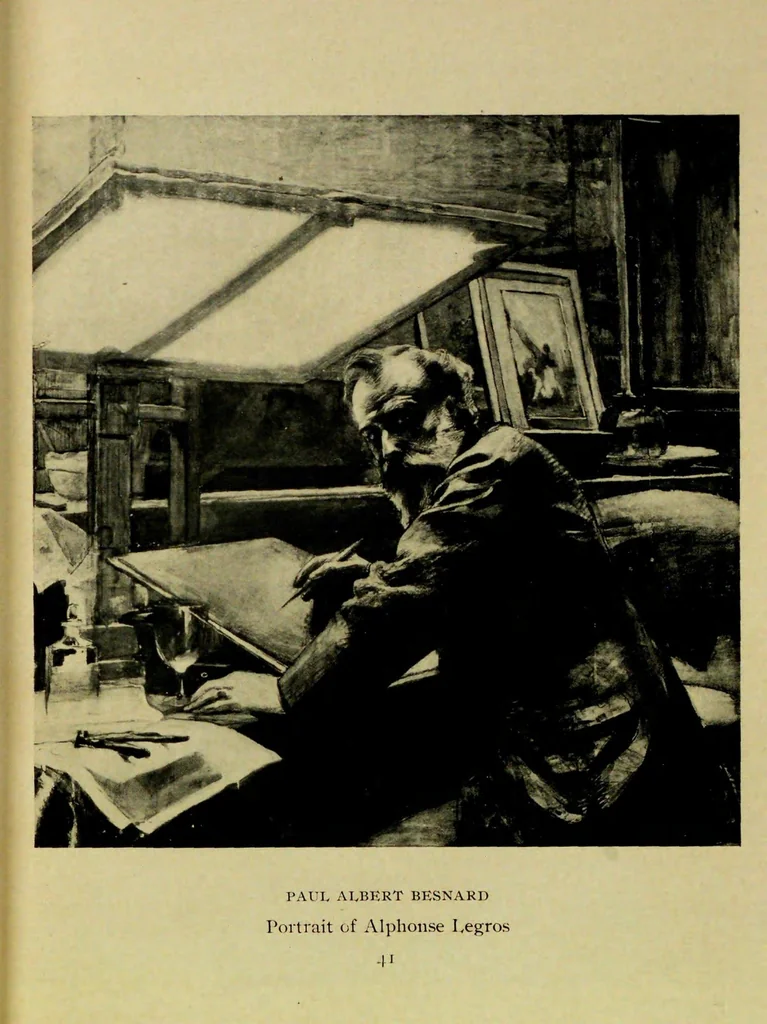 An illustration from Catalogue of an exhibition of paintings and sculpture from the Luxembourg Museum, Paris, of objects of decorative art from Mobilier National, the Gobelins and the Sèvres manufactories, of paintings, sculpture, and prints by contributing French and Belgian artists : forming the art collection exhibited by the French government at the Panama-Pacific Exposition, 1915, 1918, leaf 48
