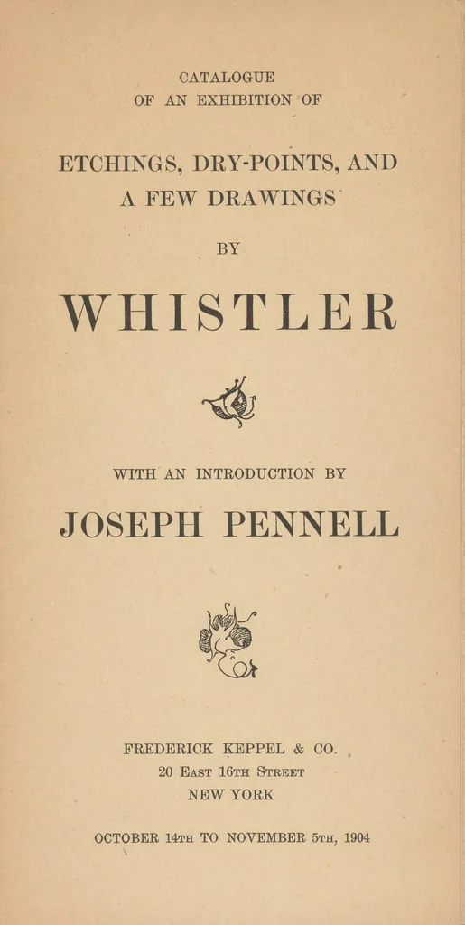 An illustration from Catalogue of an exhibition of etchings, dry-points, and a few drawings by Whistler : October 14 to November 5th, 1904, 1904, leaf 3
