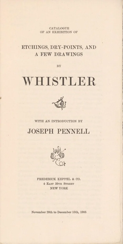An illustration from Catalogue of an exhibition of etchings, dry-points, and a few drawings by Whistler, 1905, leaf 5