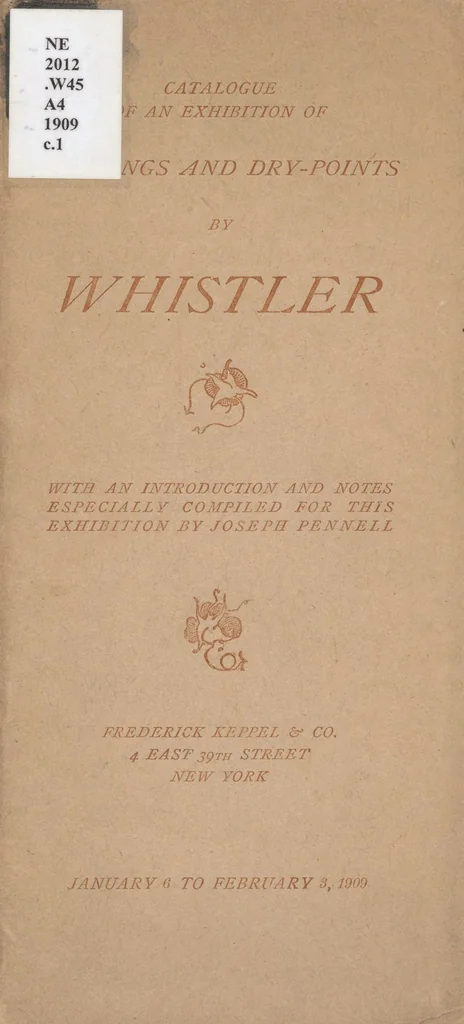 An illustration from Catalogue of an exhibition of etchings and dry-points by Whistler, 1909, leaf 1