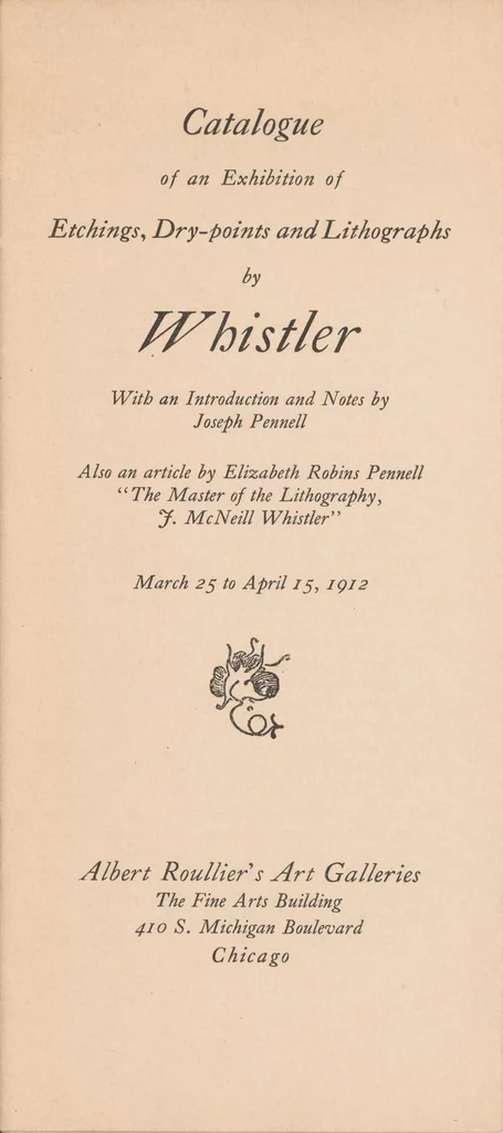An illustration from Catalogue of an exhibition of etchings, dry-points and lithographs by Whistler : March 25 to April 15, 1912, 1912, leaf 3