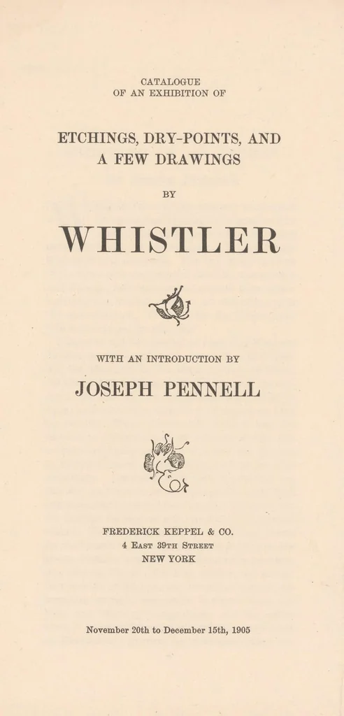 An illustration from Catalogue of an exhibition of etchings, dry-points, and a few drawings by Whistler, 1905, leaf 5