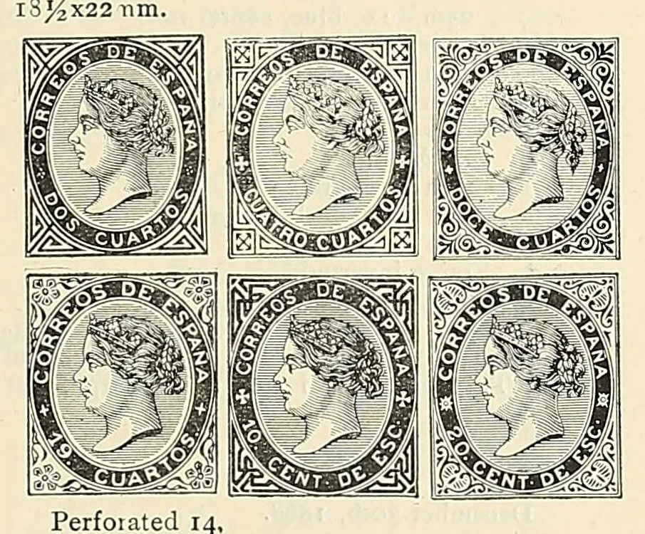An illustration from A catalogue for advanced collectors of postage stamps, stamped envelopes and wrappers;, 1890, leaf 9