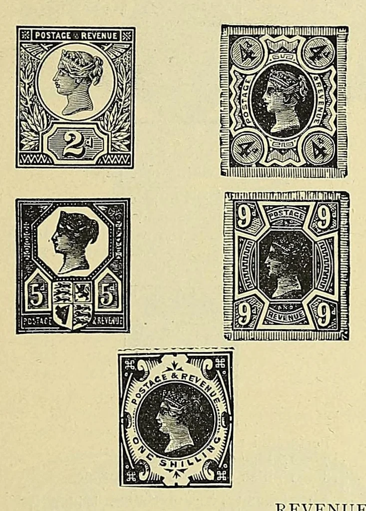 An illustration from A catalogue for advanced collectors of postage stamps, stamped envelopes and wrappers;, 1890, leaf 13