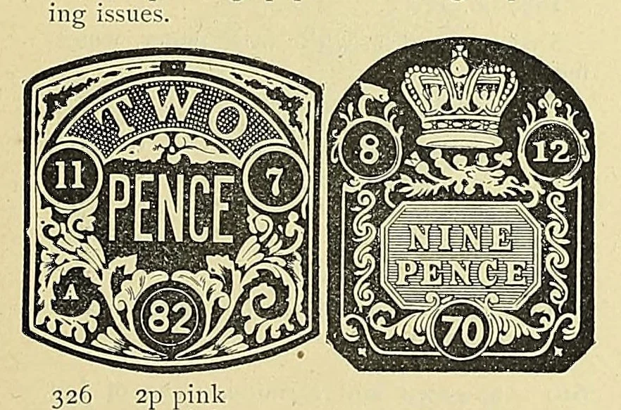 An illustration from A catalogue for advanced collectors of postage stamps, stamped envelopes and wrappers;, 1890, leaf 15
