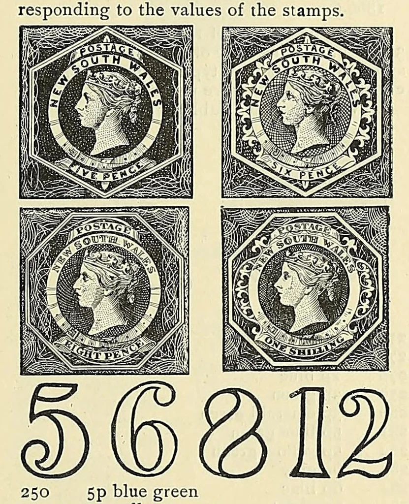 An illustration from A catalogue for advanced collectors of postage stamps, stamped envelopes and wrappers;, 1890, leaf 35