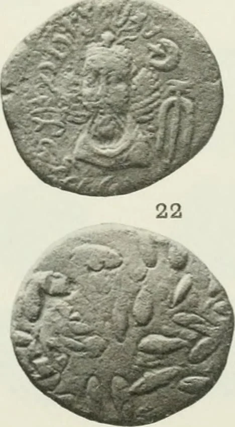 An illustration from Catalogue of the Greek coins of Arabia, Mesopotamia and Persia (Nabataea, Arabia Provincia, S. Arabia, Mesopotamia, Babylonia, Assyria, Persia, Alexandrine empire of the East, Persis, Elymais, Characene / by George Francis Hill ... With a map and fifty-five plates, 1922, leaf 666