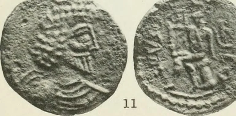 An illustration from Catalogue of the Greek coins of Arabia, Mesopotamia and Persia (Nabataea, Arabia Provincia, S. Arabia, Mesopotamia, Babylonia, Assyria, Persia, Alexandrine empire of the East, Persis, Elymais, Characene / by George Francis Hill ... With a map and fifty-five plates, 1922, leaf 674