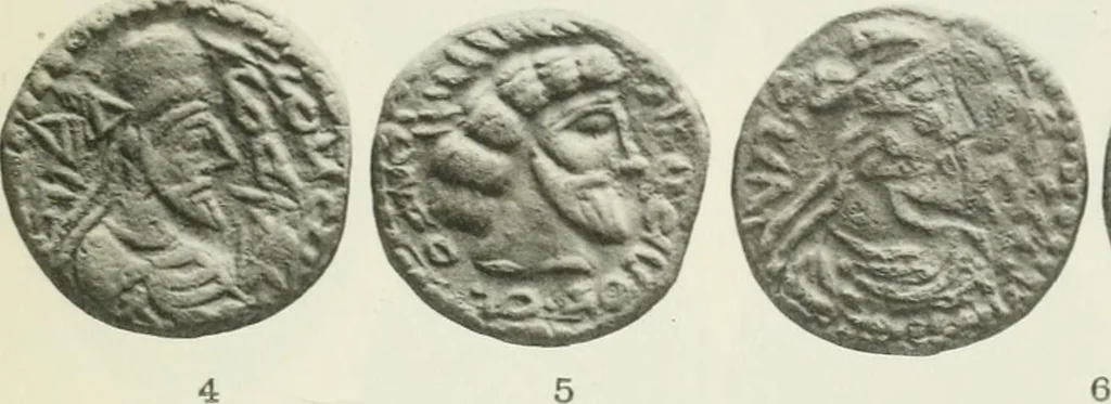 An illustration from Catalogue of the Greek coins of Arabia, Mesopotamia and Persia (Nabataea, Arabia Provincia, S. Arabia, Mesopotamia, Babylonia, Assyria, Persia, Alexandrine empire of the East, Persis, Elymais, Characene / by George Francis Hill ... With a map and fifty-five plates, 1922, leaf 678