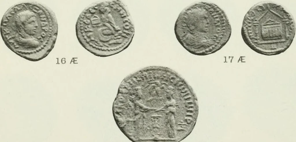 An illustration from Catalogue of the Greek coins of Arabia, Mesopotamia and Persia (Nabataea, Arabia Provincia, S. Arabia, Mesopotamia, Babylonia, Assyria, Persia, Alexandrine empire of the East, Persis, Elymais, Characene / by George Francis Hill ... With a map and fifty-five plates, 1922, leaf 686