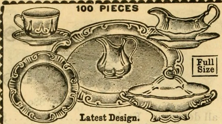 An illustration from Catalogue no. 96 : dry goods, clothing, boots and shoes, hats and caps, ladies' and gents' furnishing goods, crockery, etc., etc., bought at sheriffs', receivers', and trustees' sales., 1899, leaf 33