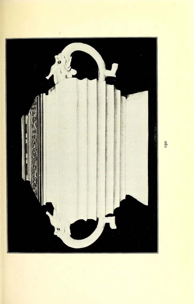 An illustration from Catalogue of ancient and medieval pewters of China and Japan, old wood carvings, rare helmets & famous blades also stone garden ornaments and other objects of interest : gathered on a recent visit to Japan by Bunkio Matsuki, 1905, leaf 57