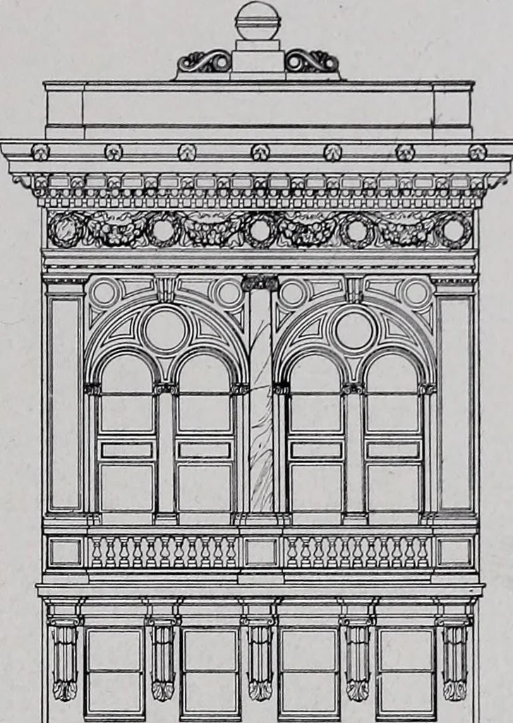 An illustration from Catalogue of the architectural exhibition, Boston Architectural Club and Boston Society of Architects: St. Botolph Club, 2 Newbury Street, from May 22nd to June 3rd, 1899, 1899, leaf 124