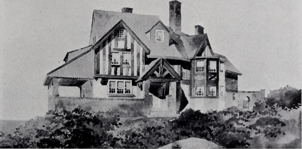 An illustration from Catalogue of the architectural exhibition, Boston Architectural Club and Boston Society of Architects: St. Botolph Club, 2 Newbury Street, from May 22nd to June 3rd, 1899, 1899, leaf 144