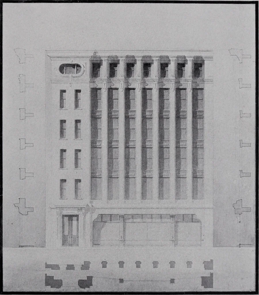 An illustration from Catalogue of the architectural exhibition, Boston Architectural Club and Boston Society of Architects: St. Botolph Club, 2 Newbury Street, from May 22nd to June 3rd, 1899, 1899, leaf 152