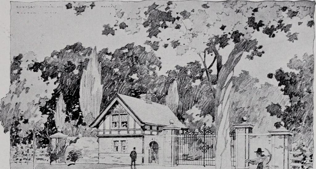 An illustration from Catalogue of the architectural exhibition, Boston Architectural Club and Boston Society of Architects: St. Botolph Club, 2 Newbury Street, from May 22nd to June 3rd, 1899, 1899, leaf 162