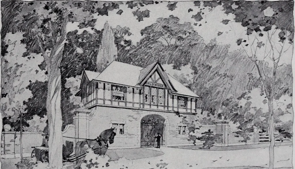 An illustration from Catalogue of the architectural exhibition, Boston Architectural Club and Boston Society of Architects: St. Botolph Club, 2 Newbury Street, from May 22nd to June 3rd, 1899, 1899, leaf 162