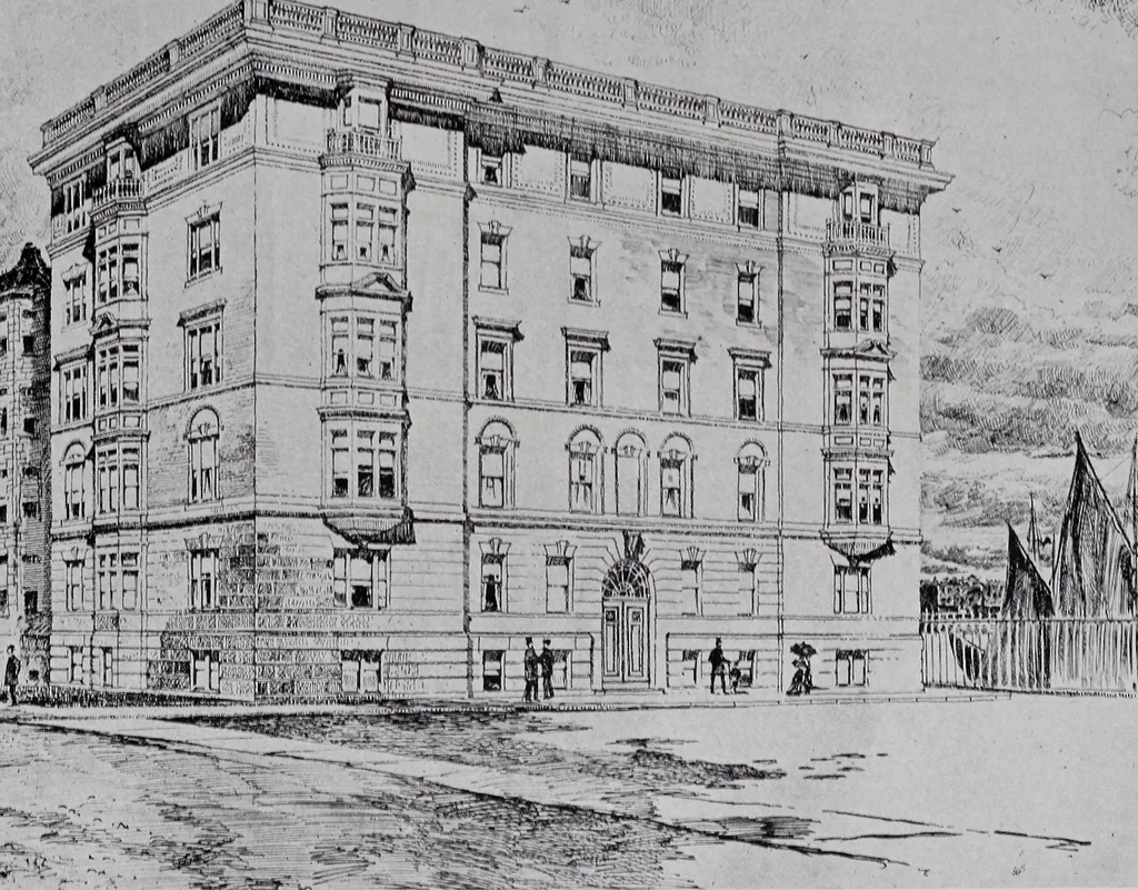 An illustration from Catalogue of the architectural exhibition, Boston Architectural Club and Boston Society of Architects: St. Botolph Club, 2 Newbury Street, from May 22nd to June 3rd, 1899, 1899, leaf 186