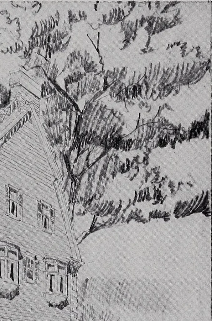 An illustration from Catalogue of the architectural exhibition, Boston Architectural Club and Boston Society of Architects: St. Botolph Club, 2 Newbury Street, from May 22nd to June 3rd, 1899, 1899, leaf 216