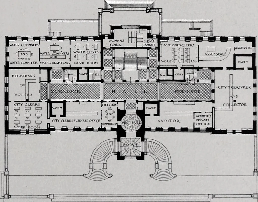An illustration from Catalogue of the architectural exhibition, Boston Architectural Club and Boston Society of Architects: St. Botolph Club, 2 Newbury Street, from May 22nd to June 3rd, 1899, 1899, leaf 94