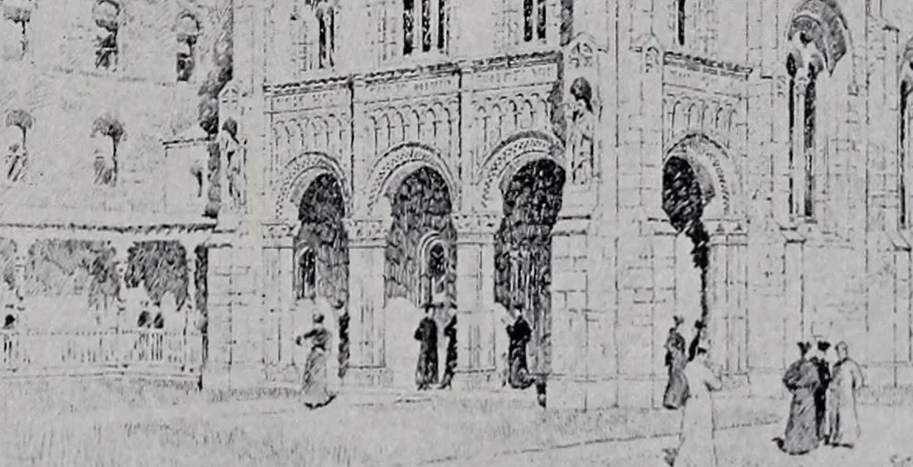 An illustration from Catalogue of the architectural exhibition, Boston Architectural Club and Boston Society of Architects: St. Botolph Club, 2 Newbury Street, from May 22nd to June 3rd, 1899, 1899, leaf 98