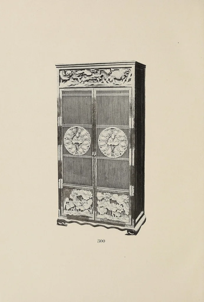 An illustration from Catalogue of arms and armor of old Japan : examples of the famous Miyocin's, and others celebrated for their work in metals : also important Chinese carved screen, cloissoné, Japanese temple and palace carvings, and other objects of interest to amateurs and connoisseurs : gathered on a recent visit to Japan by Bunkio Matsuki, 1906, leaf 78