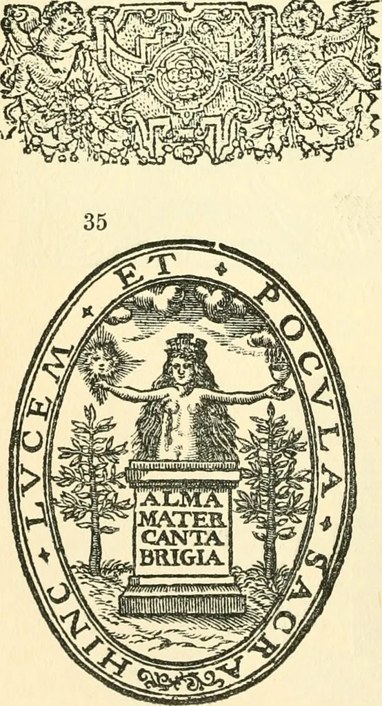 An illustration from A catalogue of books printed at or relating to the University, town & county of Cambridge, from 1521 to 1893, with bibliographical and biographical notes, 1894, leaf 21