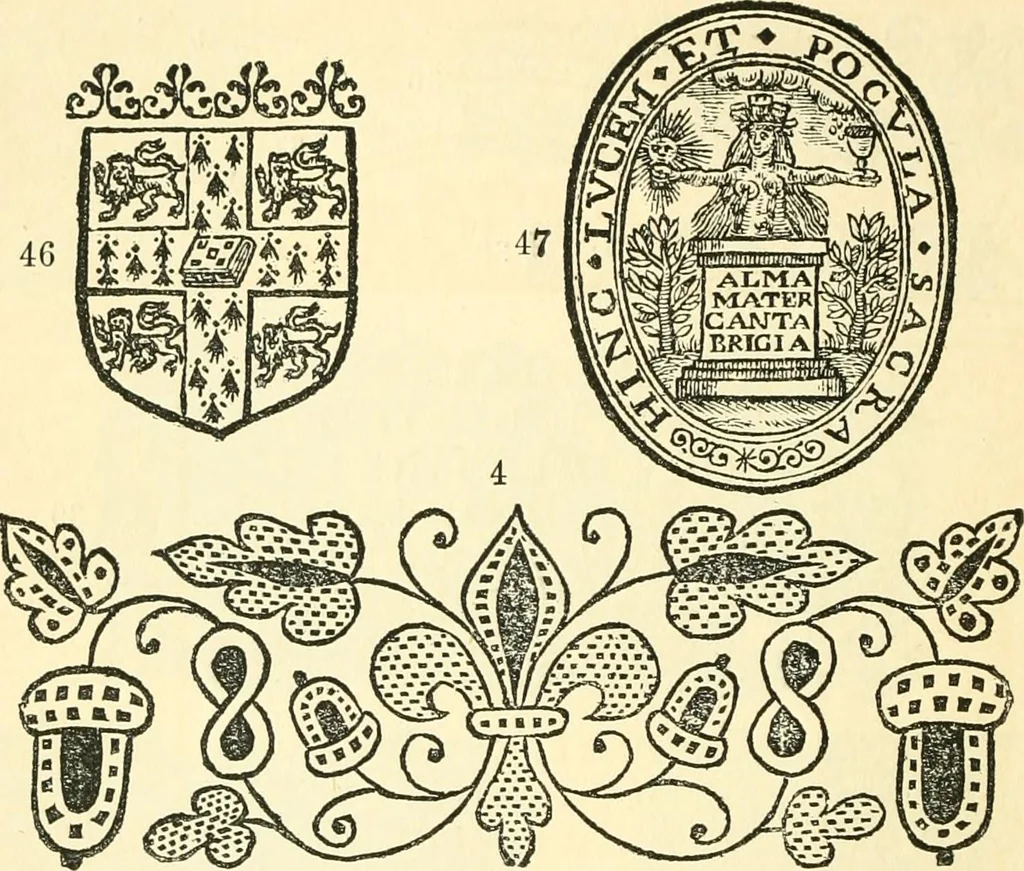 An illustration from A catalogue of books printed at or relating to the University, town & county of Cambridge, from 1521 to 1893, with bibliographical and biographical notes, 1894, leaf 23