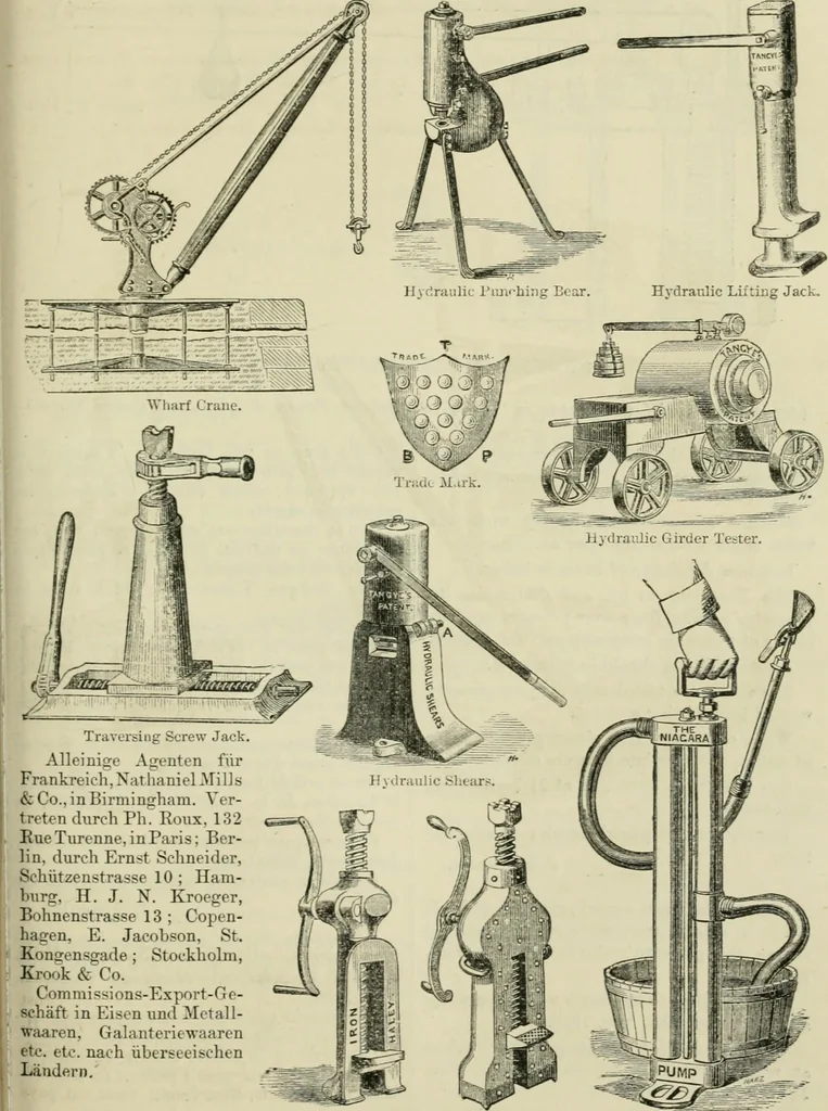 An illustration from Catalogue of the British Section : containing a list of the exhibitors of the United Kingdom and its colonies, and the objects which they exhibit : in English, French, German, and Italian : with statistical introductions and an appendix in which many of the objects exhibited are more fully described, 1867, leaf 1044