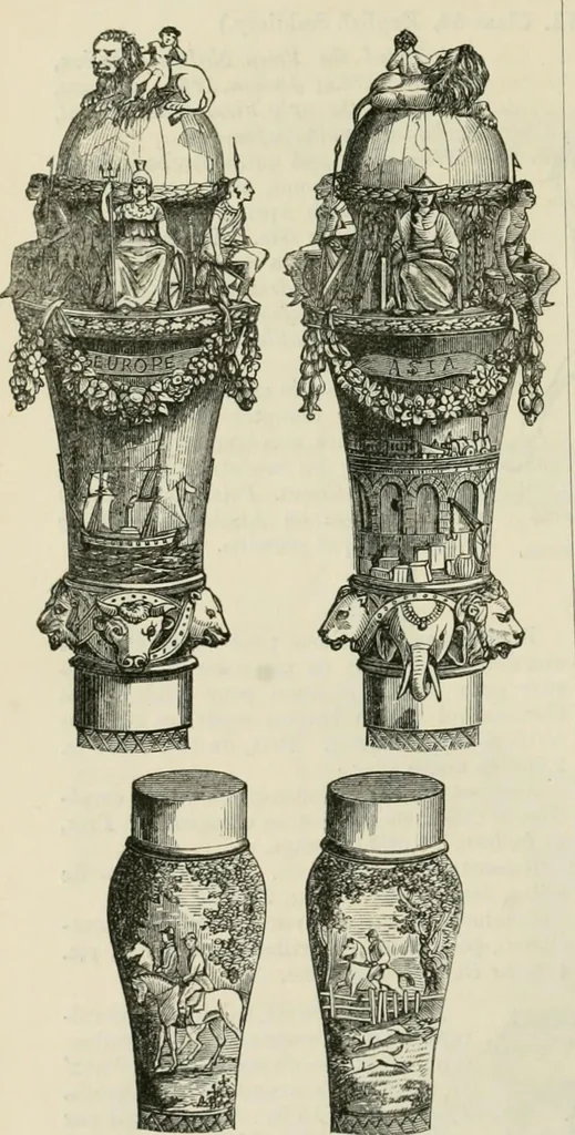 An illustration from Catalogue of the British Section : containing a list of the exhibitors of the United Kingdom and its colonies, and the objects which they exhibit : in English, French, German, and Italian : with statistical introductions and an appendix in which many of the objects exhibited are more fully described, 1867, leaf 1087