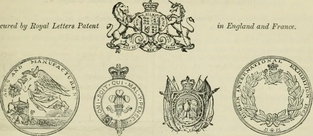 An illustration from Catalogue of the British Section : containing a list of the exhibitors of the United Kingdom and its colonies, and the objects which they exhibit : in English, French, German, and Italian : with statistical introductions and an appendix in which many of the objects exhibited are more fully described, 1867, leaf 968