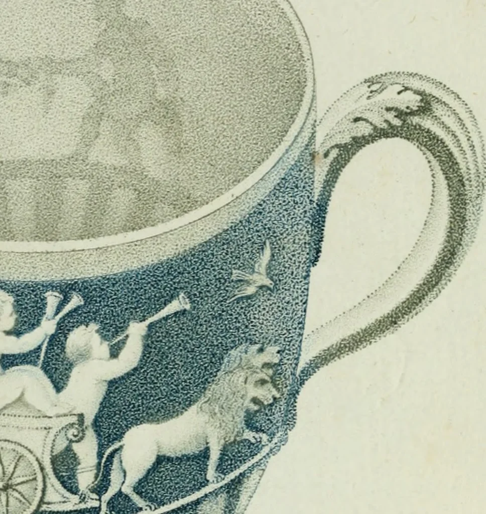 An illustration from Catalogue of cameos, intaglios, medals, bas-reliefs, busts and small statues : with a general account of tablets, vases, ecritoires, and other ornamental and useful articles : the whole formed in different kinds of porcelain and terra cotta, chiefly after the antique, and the finest models of modern artists, 1787, leaf 77