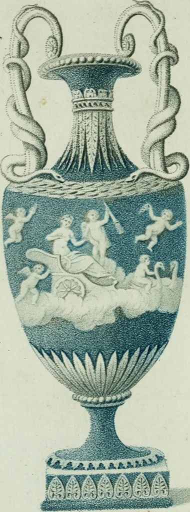 An illustration from Catalogue of cameos, intaglios, medals, bas-reliefs, busts and small statues : with a general account of tablets, vases, ecritoires, and other ornamental and useful articles : the whole formed in different kinds of porcelain and terra cotta, chiefly after the antique, and the finest models of modern artists, 1787, leaf 83