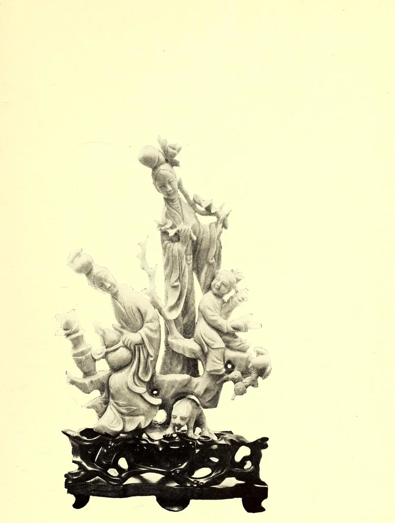 An illustration from Catalogue of the Chinese art collection of the Duke Tsia-Po (Manchu Dynasty) comprising Rare and Costly Ceramics, of the early periods, Jades, crystals, amethysts, embroideries, rugs, paintings on glass, also stone sculptures in figures, heads and animals of extreme interest to connoisseurs, museums and collectors, 1917, leaf 73