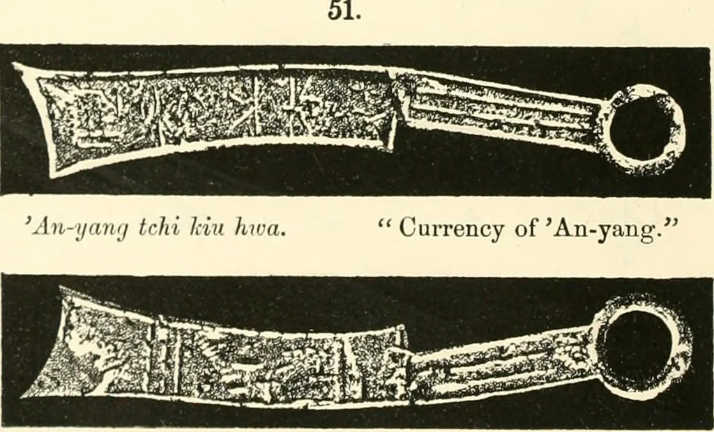 An illustration from Catalogue of Chinese coins from the VIIth cent. B. C., to A. D. 621. including the series in the Britis Museum, 1892, leaf 303