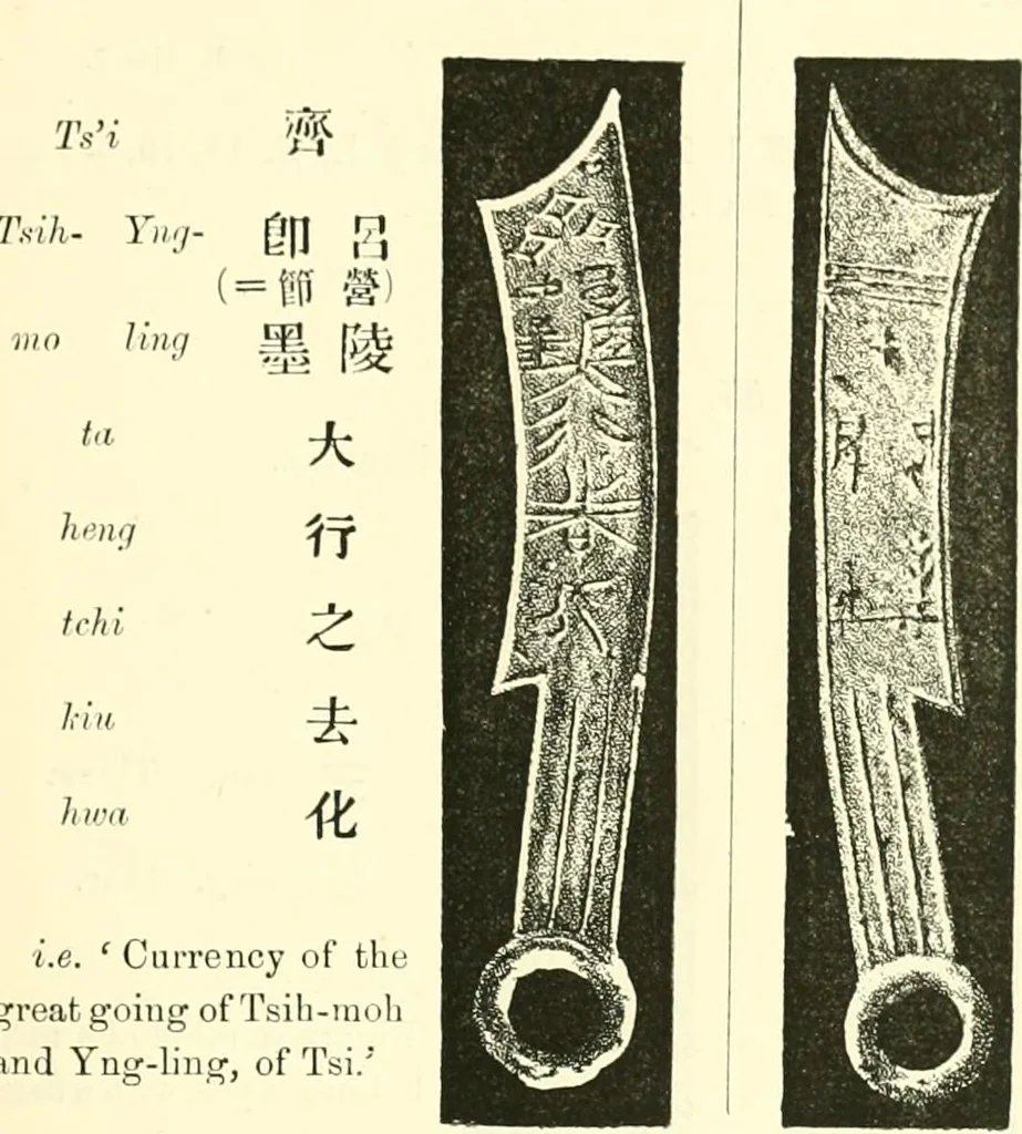 An illustration from Catalogue of Chinese coins from the VIIth cent. B. C., to A. D. 621. including the series in the Britis Museum, 1892, leaf 308