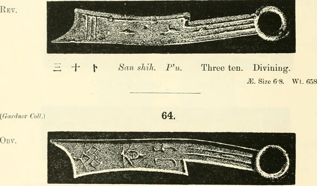 An illustration from Catalogue of Chinese coins from the VIIth cent. B. C., to A. D. 621. including the series in the Britis Museum, 1892, leaf 319