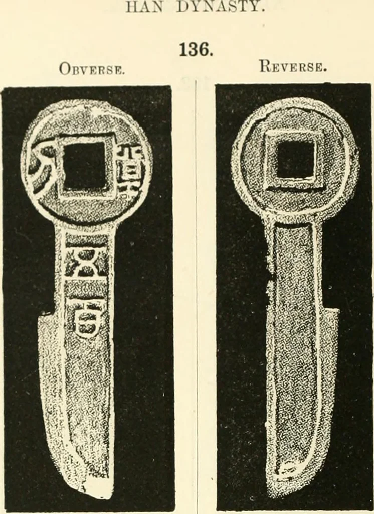 An illustration from Catalogue of Chinese coins from the VIIth cent. B. C., to A. D. 621. including the series in the Britis Museum, 1892, leaf 397
