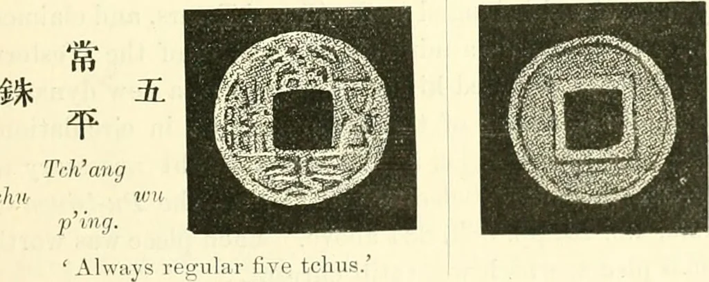 An illustration from Catalogue of Chinese coins from the VIIth cent. B. C., to A. D. 621. including the series in the Britis Museum, 1892, leaf 510