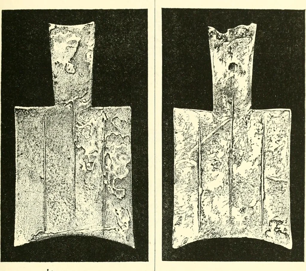 An illustration from Catalogue of Chinese coins from the VIIth cent. B. C., to A. D. 621. including the series in the Britis Museum, 1892, leaf 84