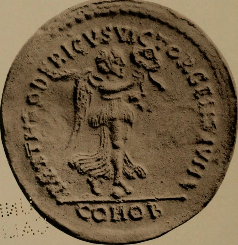 An illustration from Catalogue of the coins of the Vandals, Ostrogoths and Lombards, and of the empires of Thessalonica, Nicaea and Trebizond in the British museum, 1911, leaf 443