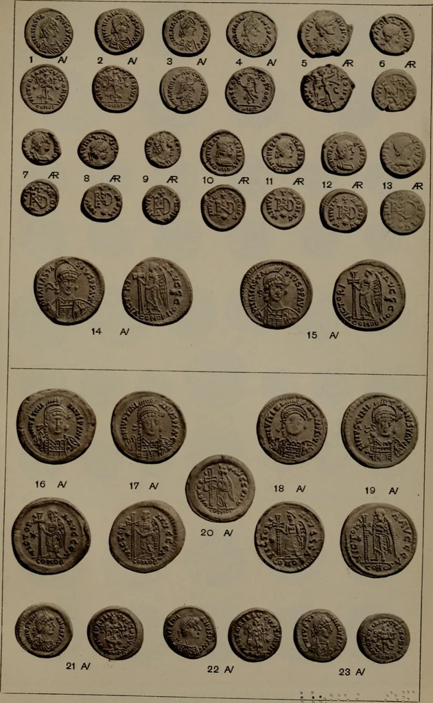 An illustration from Catalogue of the coins of the Vandals, Ostrogoths and Lombards, and of the empires of Thessalonica, Nicaea and Trebizond in the British museum, 1911, leaf 456