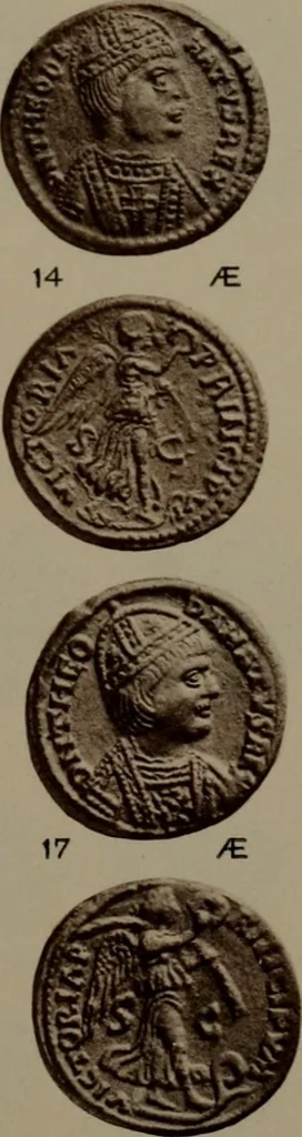 An illustration from Catalogue of the coins of the Vandals, Ostrogoths and Lombards, and of the empires of Thessalonica, Nicaea and Trebizond in the British museum, 1911, leaf 460