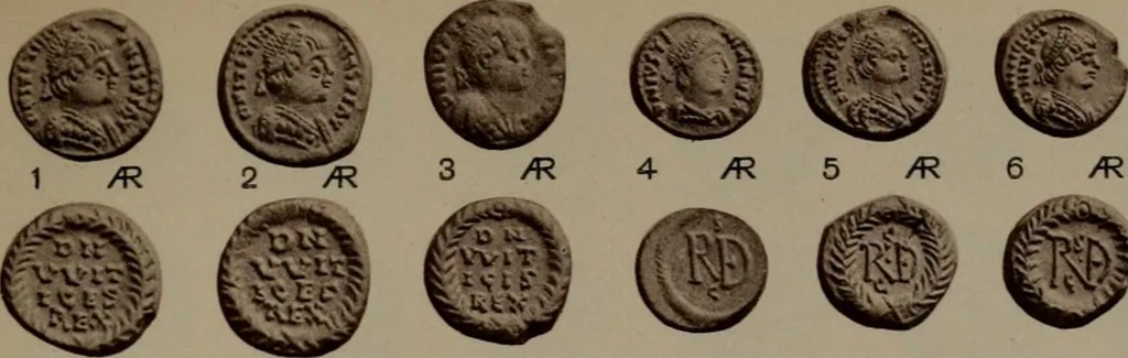 An illustration from Catalogue of the coins of the Vandals, Ostrogoths and Lombards, and of the empires of Thessalonica, Nicaea and Trebizond in the British museum, 1911, leaf 462