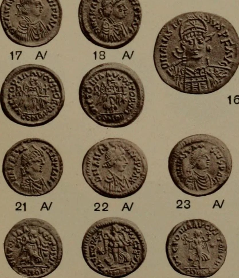 An illustration from Catalogue of the coins of the Vandals, Ostrogoths and Lombards, and of the empires of Thessalonica, Nicaea and Trebizond in the British museum, 1911, leaf 462
