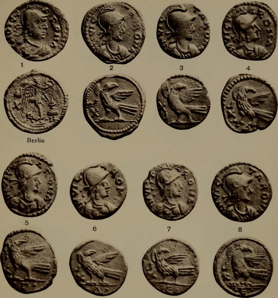 An illustration from Catalogue of the coins of the Vandals, Ostrogoths and Lombards, and of the empires of Thessalonica, Nicaea and Trebizond in the British museum, 1911, leaf 468