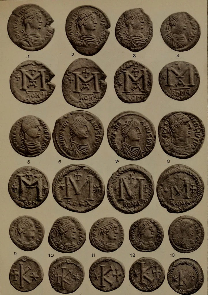 An illustration from Catalogue of the coins of the Vandals, Ostrogoths and Lombards, and of the empires of Thessalonica, Nicaea and Trebizond in the British museum, 1911, leaf 470