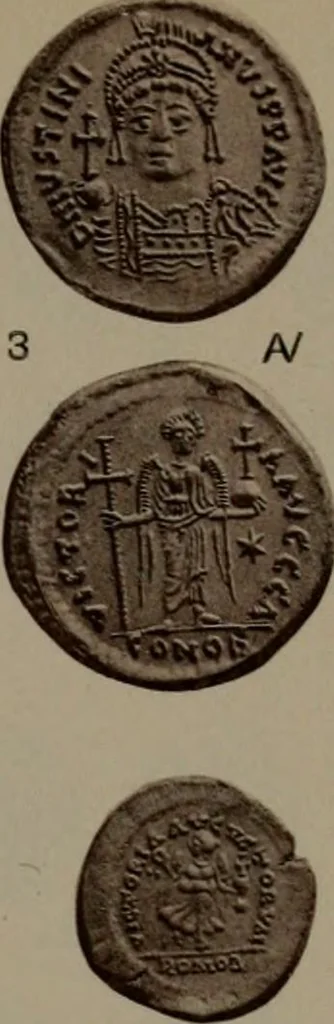 An illustration from Catalogue of the coins of the Vandals, Ostrogoths and Lombards, and of the empires of Thessalonica, Nicaea and Trebizond in the British museum, 1911, leaf 472