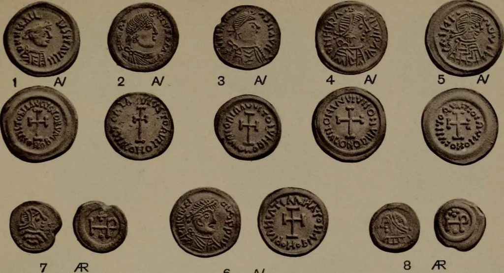 An illustration from Catalogue of the coins of the Vandals, Ostrogoths and Lombards, and of the empires of Thessalonica, Nicaea and Trebizond in the British museum, 1911, leaf 478